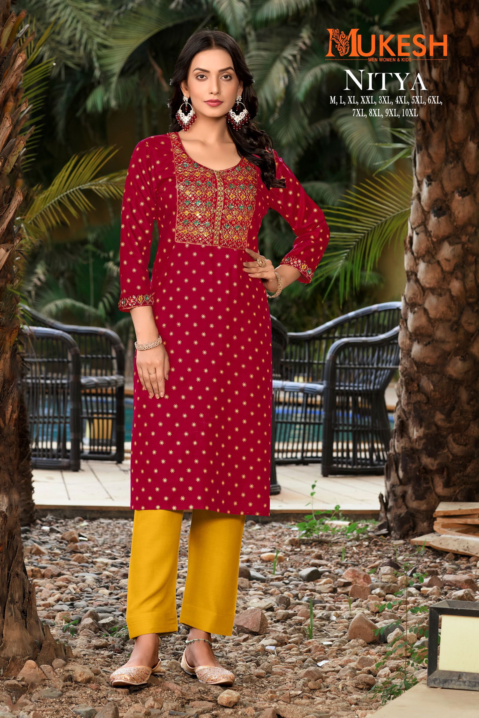 Nitya By Banwery Rayon Embroidery Gold Printed Plus Size Kurtis Wholesale Shop In Surat